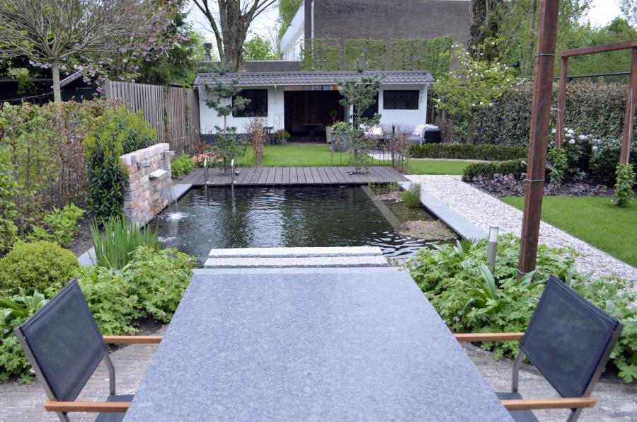 Terras met zwemvijver Parktuin Nijmegen